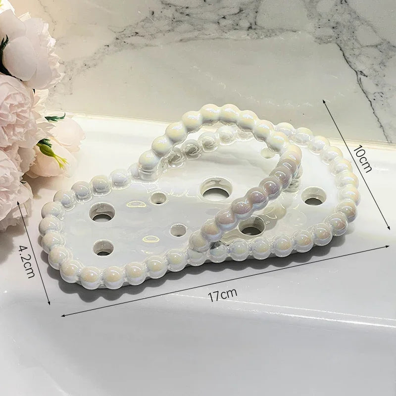 Afralia™ Slipper Ceramic Soap Dish Bathroom Accessories Drainage Rack - White