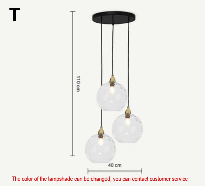 Afralia™ Glass Ball Lustre Pendant Lights - Modern Kitchen Hanging Fixture