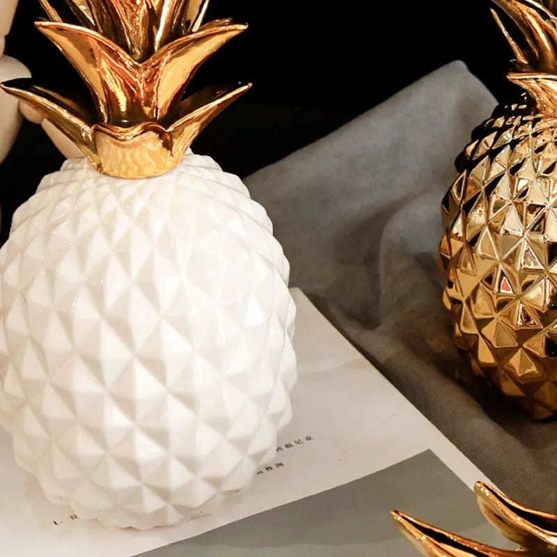 Afralia™ Ceramic Gold Pineapple Figurine: Nordic Light Luxury Modern Decor for Living Room