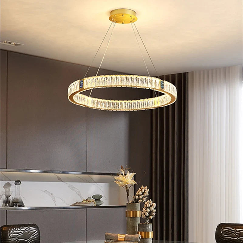 Afralia™ Crystal LED Chandelier for Kitchen Dining Room Duplex Villa Lighting Fixtures