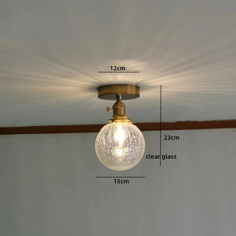 Afralia™ Amber Glass LED Ceiling Lights Modern Home Lighting Copper Socket
