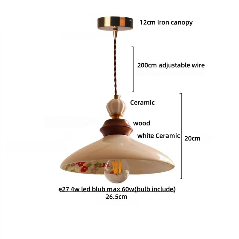 Afralia™ Brown Wood Ceramic Tassel LED Pendant Lights for Modern Interior Lighting
