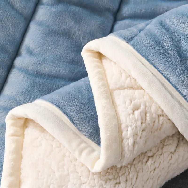 Afralia™ Cozy Coral Fleece Double Blanket for Beds - Super Soft Plush Quilt