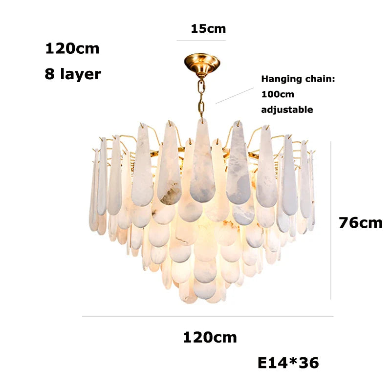 Afralia™ Marble Water Drop LED Chandelier: Trendy Alabaster Lustre Suspension Lighting for Living Room