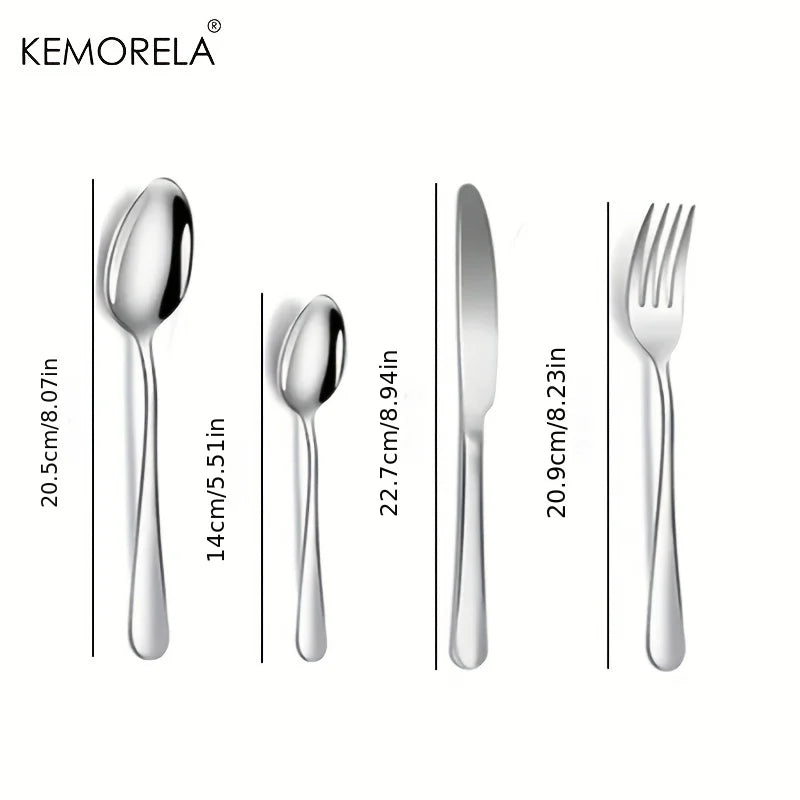 Afralia™ Stainless Steel Cutlery Set - 24-Piece Knife and Fork Set for Elegant Dining