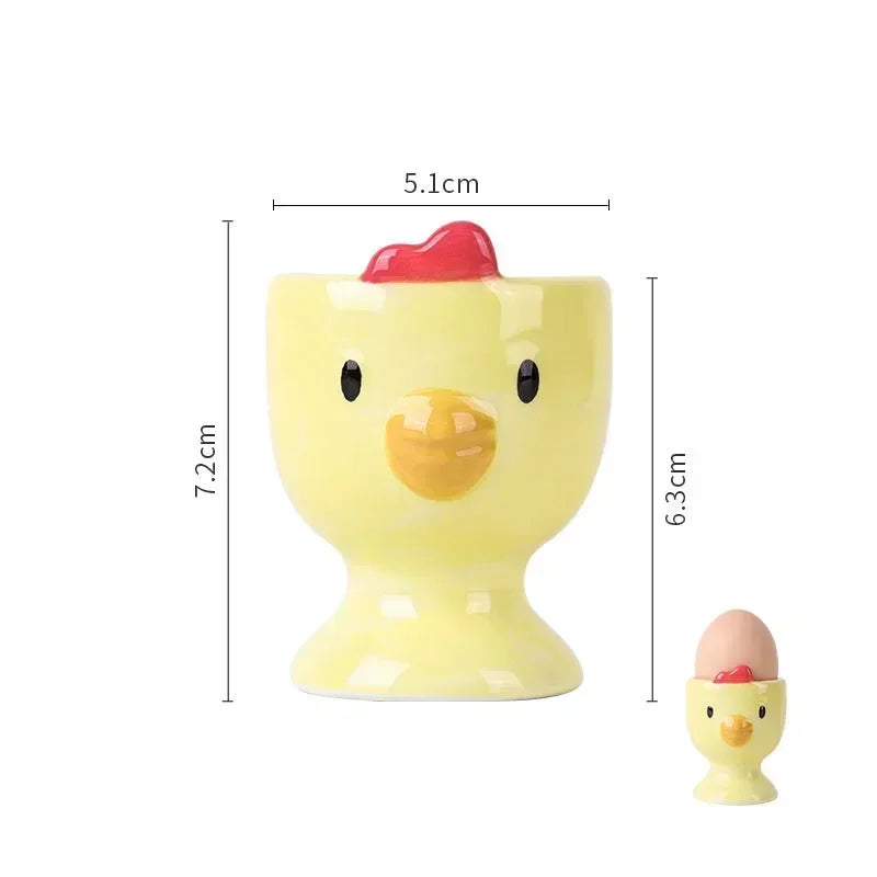 Afralia™ Chicken Shape Ceramic Egg Cup Holder Stand for Kids Breakfast Tableware