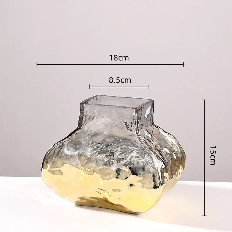 Afralia™ Golden Geometric Glass Vase Hydroponics Terrarium Home Decoration Accessories