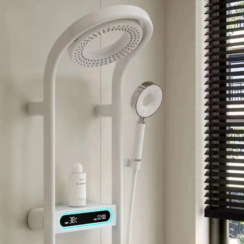 Afralia™ White Brass Thermostatic Digital Display Shower Faucet Set