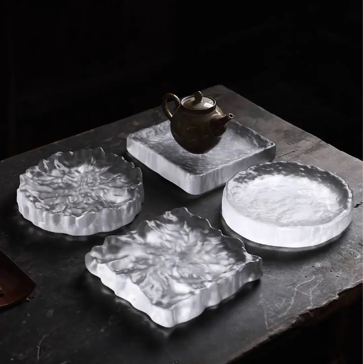 Afralia™ Crystal Glass Coaster, Minimalist Jewelry Display Panel, Japanese Tea Plate