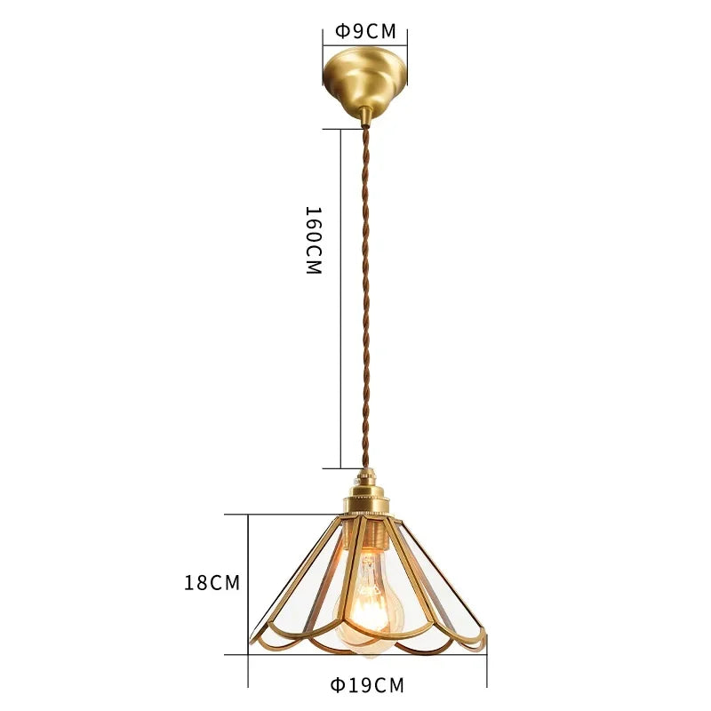 Vintage Pendant Lamp for Bedroom Bar Cafe Glass Copper LED Pendant Lights by Afralia™