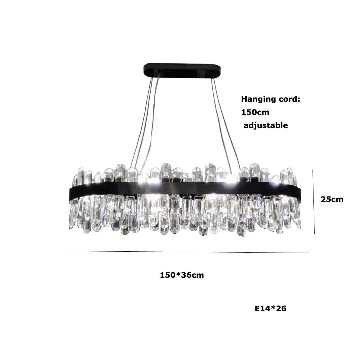 Afralia™ Black/Gold Crystal Chandelier | Modern Oval Round LED Ceiling Light