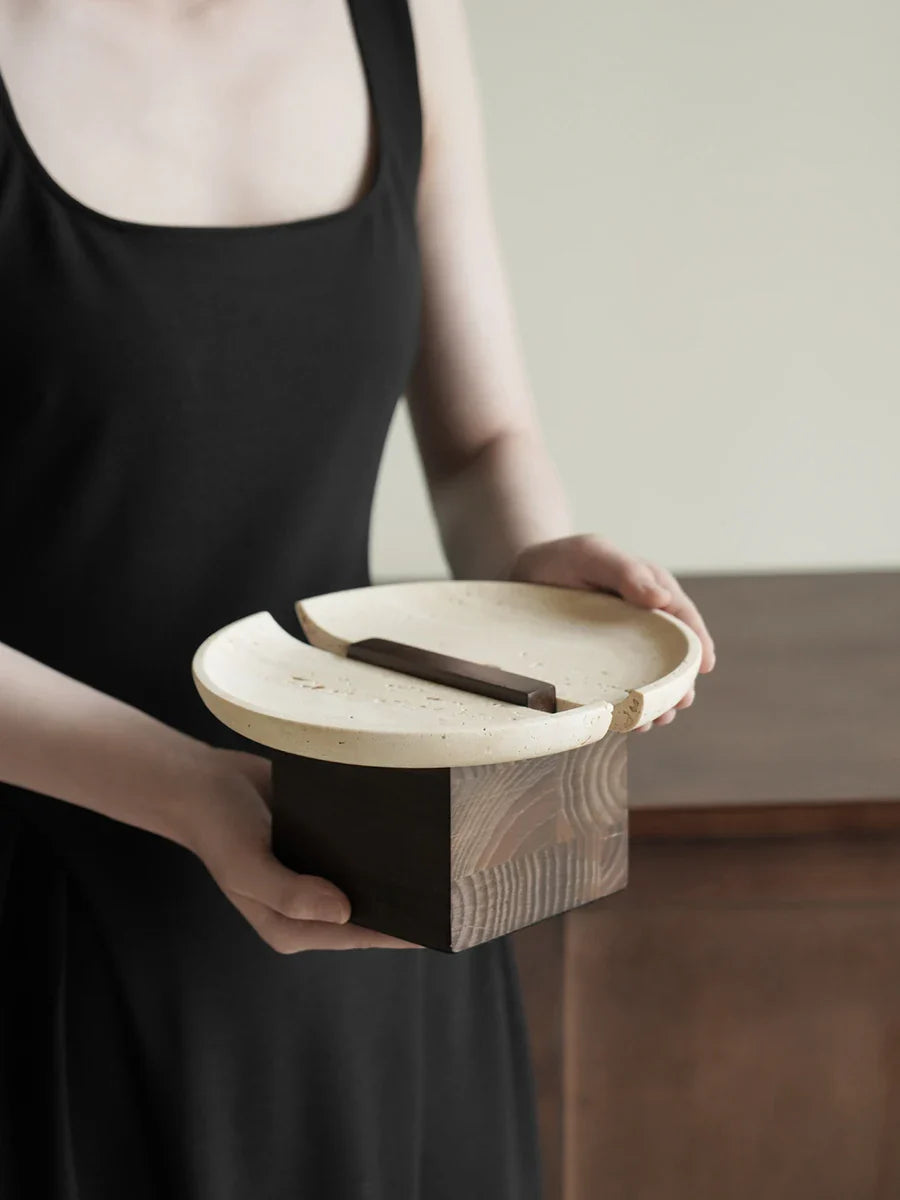 Afralia™ Travertine Marble Tray - Tabletop Decor & Countertop Organizer