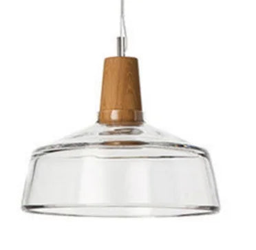 Afralia™ Glass Lampshade Pendant Light, Wooden Hanging Suspension, Retro American Design