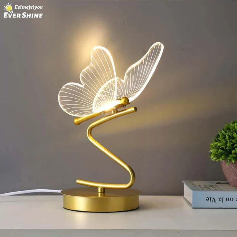 Afralia™ Butterfly LED Table Lamp for Indoor Lighting in Living Room Bedroom Restaurant