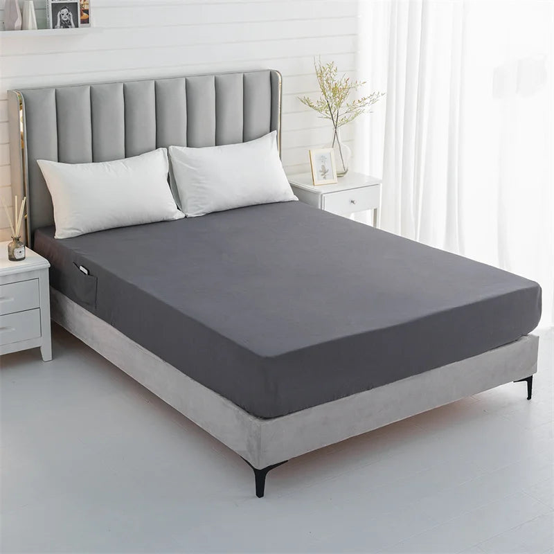 Afralia™ Luxe Sanding Fitted Sheet: High-Quality King Queen Bed Linen