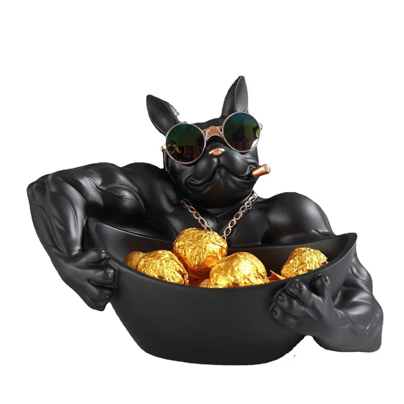 Afralia™ Bulldog Storage Box: Creative Cool Dog Figurine Resin Craft Sculpture Home Decor Gift