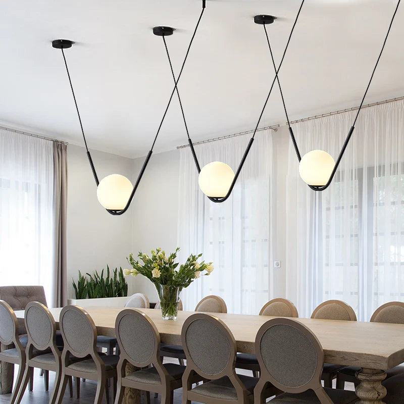 Afralia™ Perle Trio Pendant Lamp: Golden Black Metal Linear Dining Light