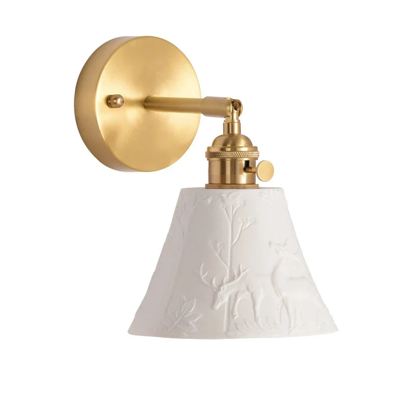 Elk Ceramic LED Wall Sconce, Afralia™ Nordic Copper Pull Chain Mirror Light