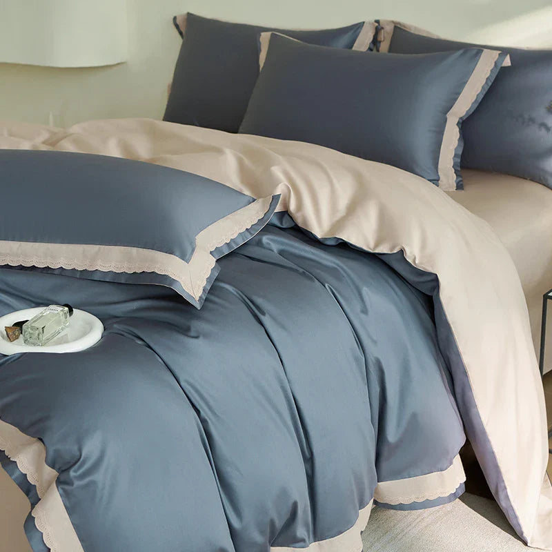 Afralia™ Luxe Lace Bedding Set: 1000TC Egyptian Cotton Duvet, Sheet, Pillowcases