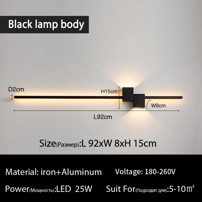 Afralia™ Modern Black LED Wall Lamp for Living Room Bedroom, Minimalist Sconce Lighting