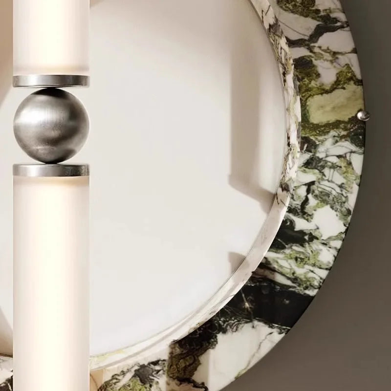 Afralia™ Round Marble Wall Lamp Minimalist Lights Stone Sconce Luxury Vintage Wall Mounted