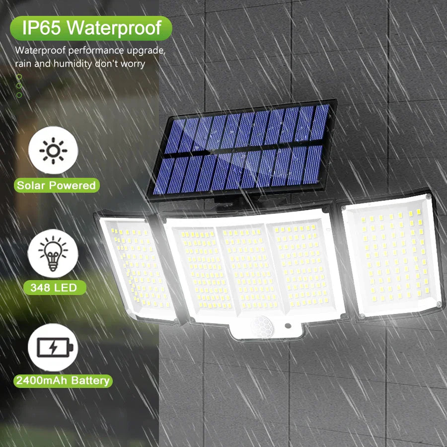 Afralia™ Solar Motion Sensor Wall Lamp 328/348 LED Remote Flood Light IP65 Waterproof