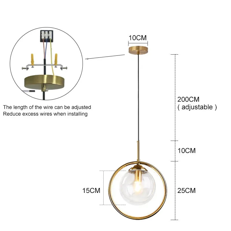 Glass Ball LED Chandelier Suspension Lampshade by Afralia™ for Dining Room & Restaurant Decor