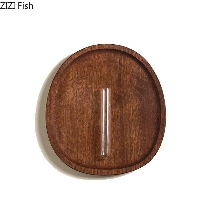 Afralia™ Wooden Vase Plant Pots Wall Mount Decor for Living Room Flowers Arrangement