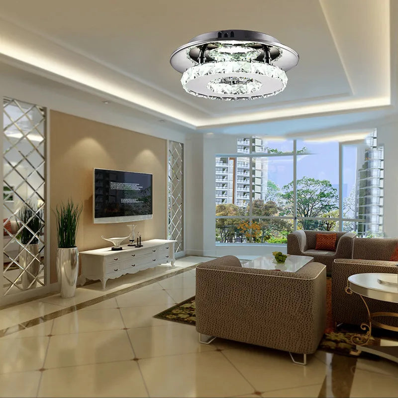 Afralia™ Crystal LED Ceiling Lights: Modern Luxury Indoor Lighting for Living Room & Aisles