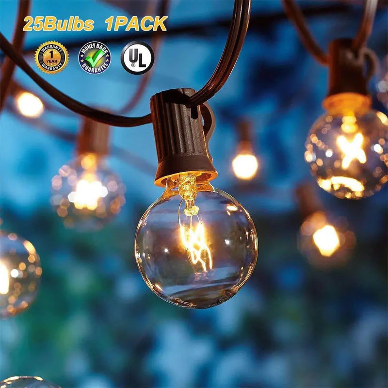 Afralia™ G40 Edison Glass Incandescent String Lights - 25FT Waterproof Outdoor Patio Fairy Lights