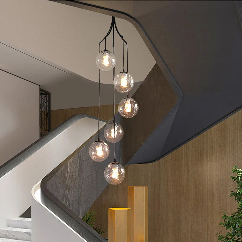 Afralia™ Glass Ball Chandelier Ceiling Pendant for Home Living Dining Room