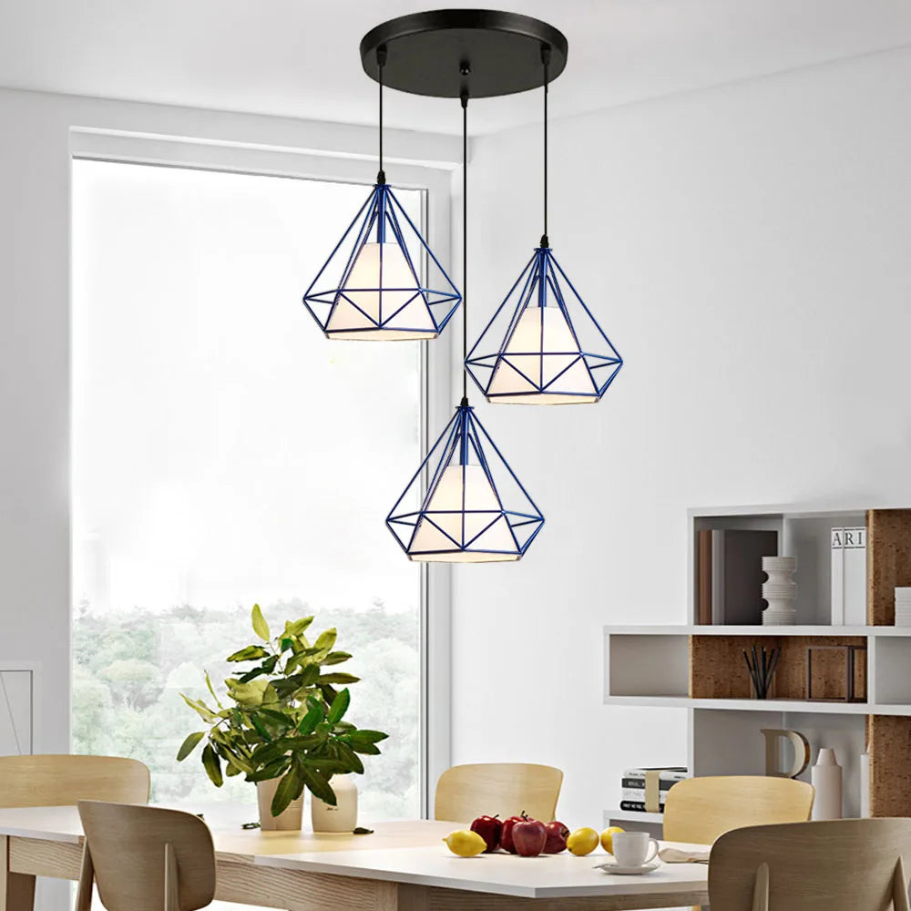 Afralia™ Retro Loft LED Bar Pendant Chandelier Dining Kitchen Hanging Lampshade