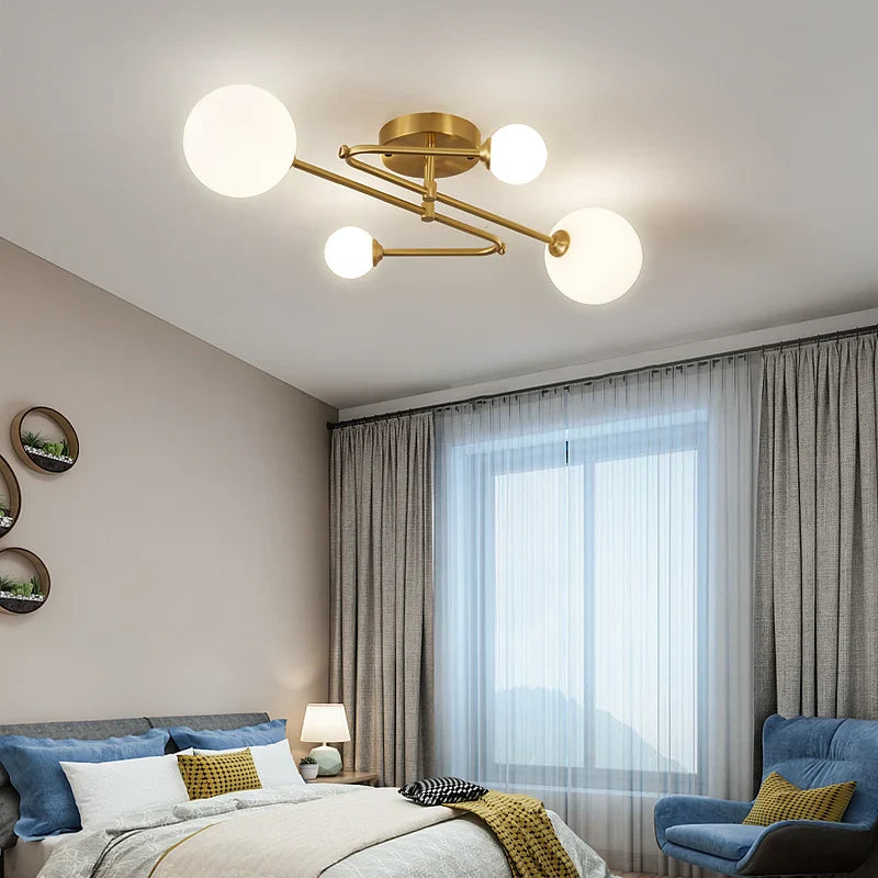 Afralia™ Copper Glass Ball Chandelier: Modern Ceiling Lamp for Living Room, Bedroom & Children's Home