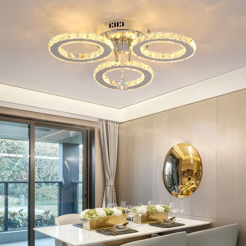 Afralia™ Crystal Ceiling Chandelier: Modern K9 LED Smart Ring Light Fixture for Dining & Living Room