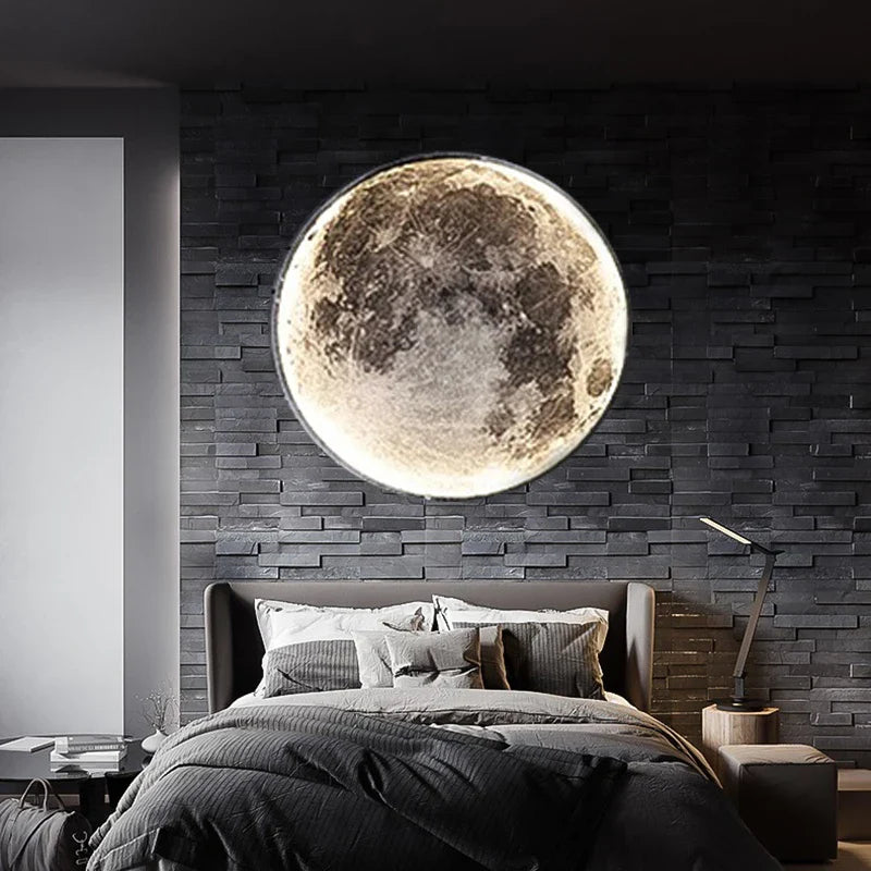 Afralia™ Universe Moon Earth LED Wall Lamp for Bedroom Living Room