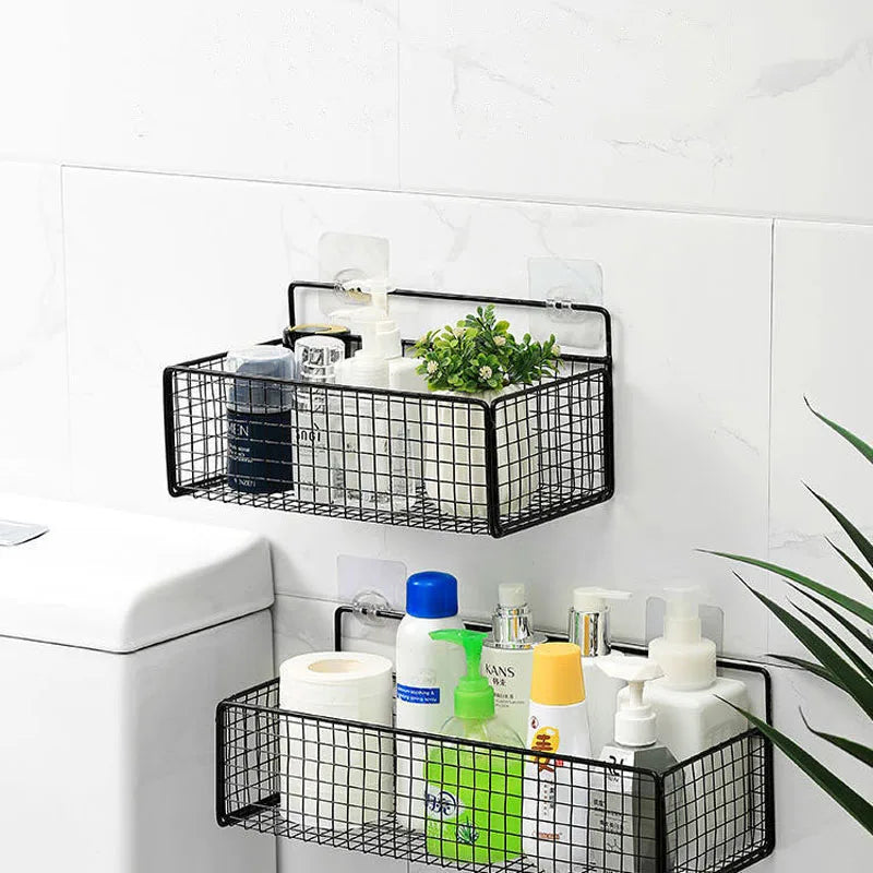 Afralia™ Bathroom Shelf: Suction Cup Shampoo Storage, High Capacity Bath Shelves