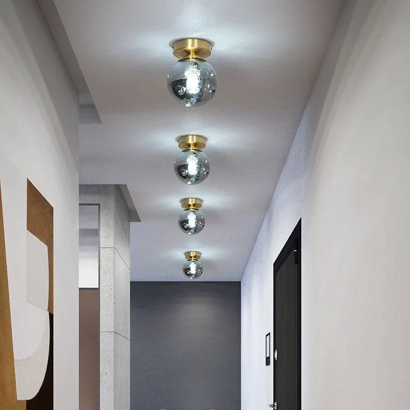 Afralia™ Copper Chandelier: Modern LED Ceiling Lamp for Aisle, Living Room, Bedroom Decor