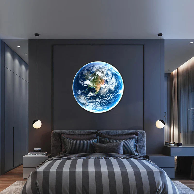 Afralia™ Universe Moon Earth LED Wall Lamp for Bedroom Living Room