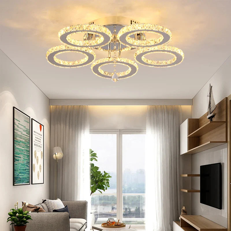 Afralia™ Crystal Ceiling Chandelier: Modern K9 LED Smart Ring Light Fixture for Dining & Living Room