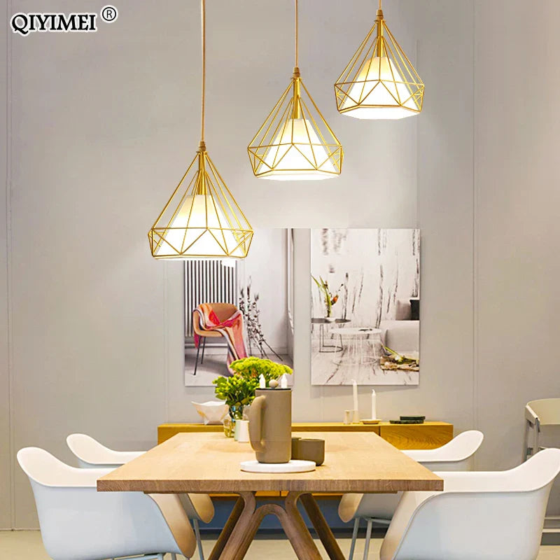 Afralia™ Gold Triangle Pendant Lights: Nordic Style 1head/3heads Metal Fixtures, Simple Décor Lighting