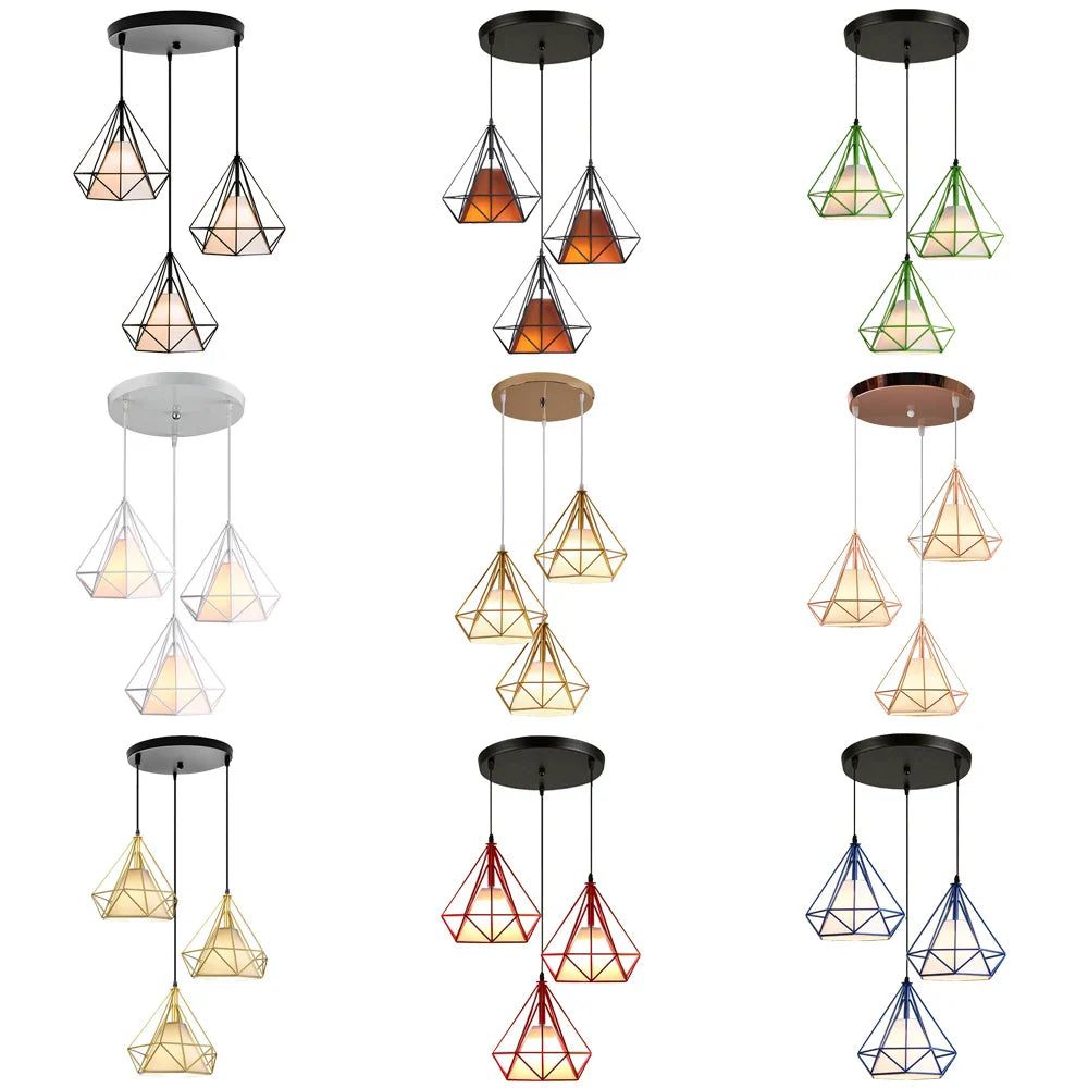 Afralia™ Retro Loft LED Bar Pendant Chandelier Dining Kitchen Hanging Lampshade