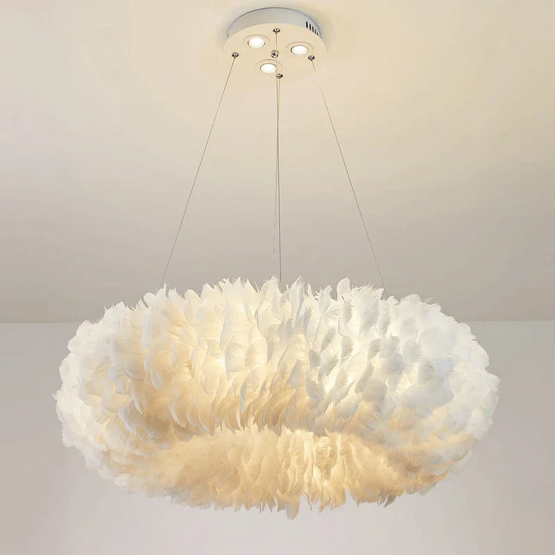 Afralia™ Feather Pendant Lamp, Romantic Fairy LED Chandelier for Living Room & Bedroom