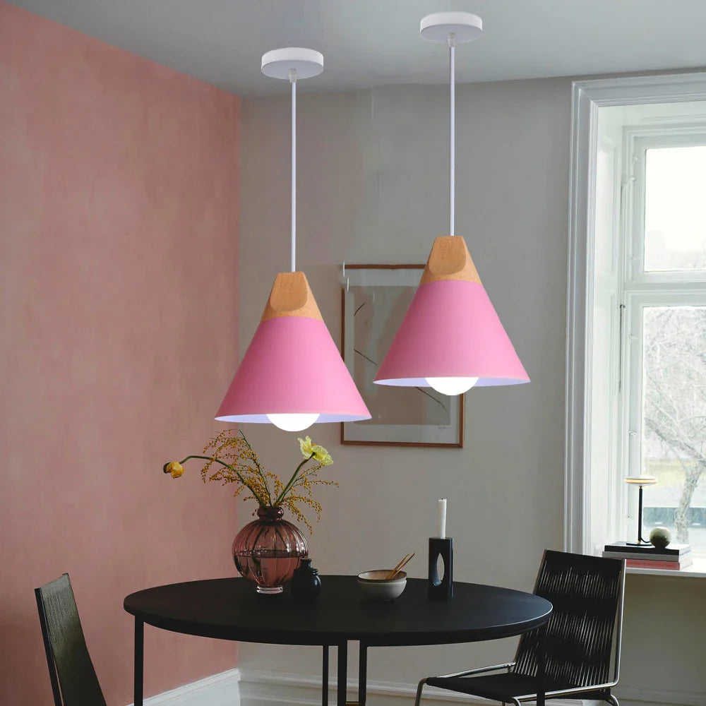 Afralia™ Wood Bar Cafe Pendant Light Chandelier for Living Dining Kitchen Decor