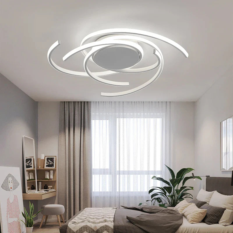 Afralia™ Modern White LED Chandelier Ceiling Lamp for Bedroom Living Room Smart Light