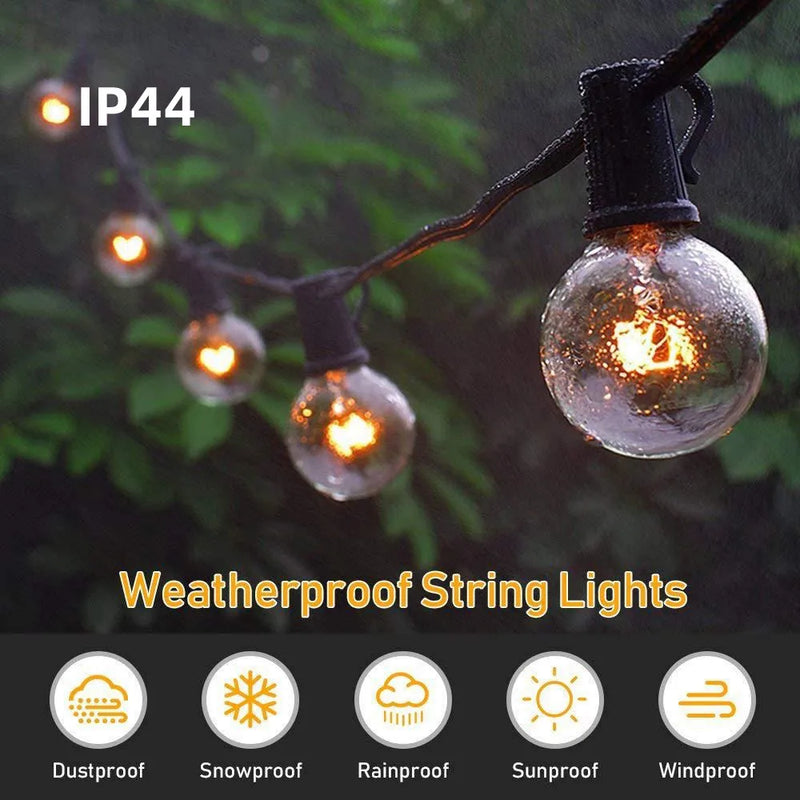 Afralia™ G40 Edison Glass Incandescent String Lights - 25FT Waterproof Outdoor Patio Fairy Lights