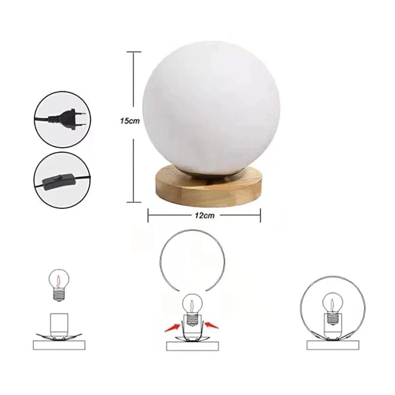 Afralia™ Glass Ball Table Lamp: Creative Warm Night Lighting for Bedroom Decor