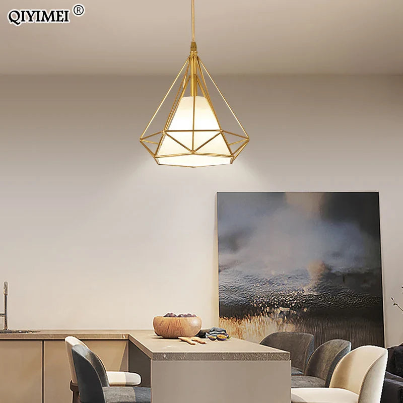 Afralia™ Gold Triangle Pendant Lights: Nordic Style 1head/3heads Metal Fixtures, Simple Décor Lighting