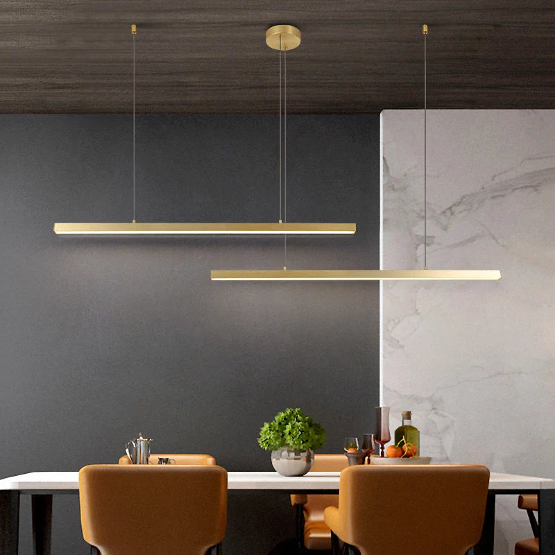 Afralia™ Modern Led Chandelier Black Copper Pendant Light Fixtures for Dining Room Office Island