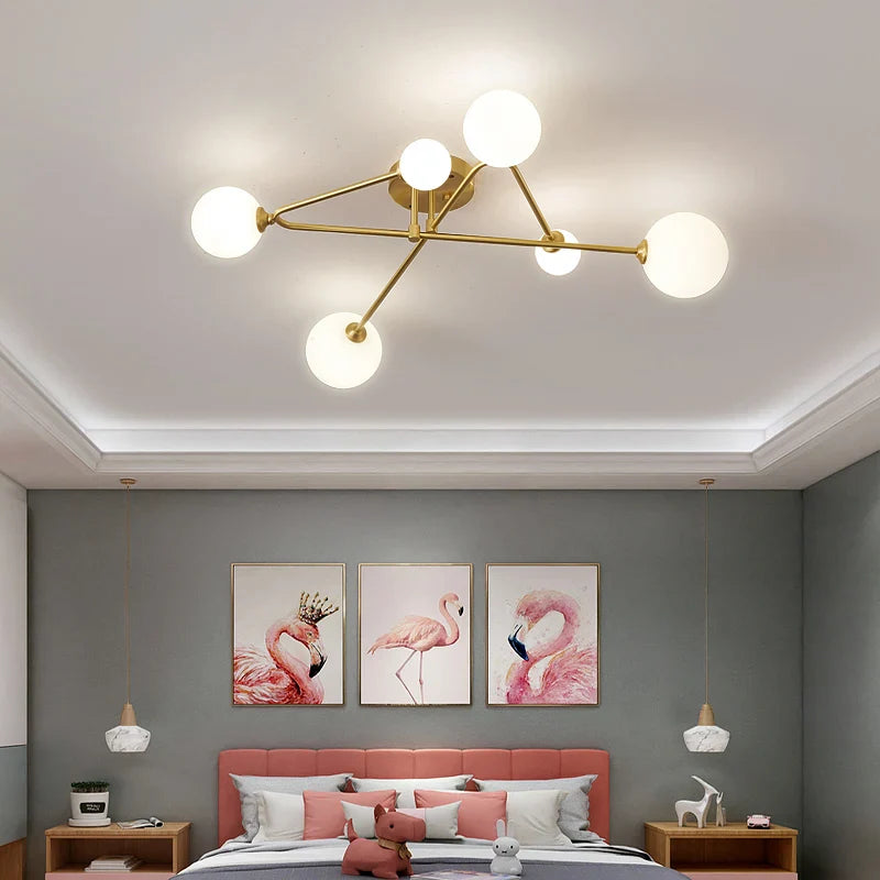 Afralia™ Copper Glass Ball Chandelier: Modern Ceiling Lamp for Living Room, Bedroom & Children's Home