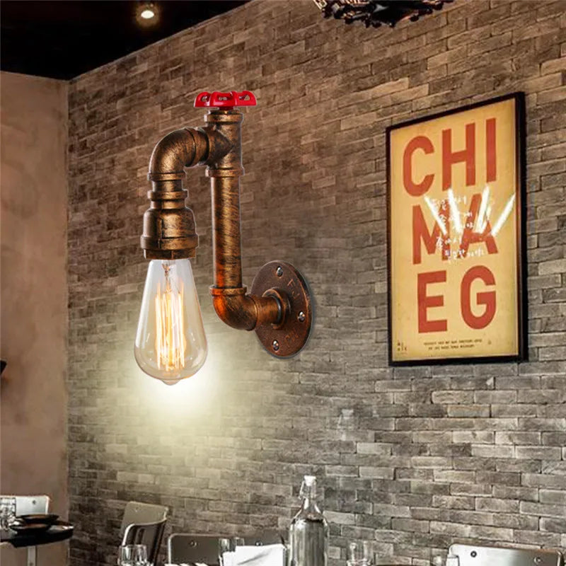 Afralia™ Industrial Water Pipe Wall Light Sconce for Corridor Cafe Bar Decoration